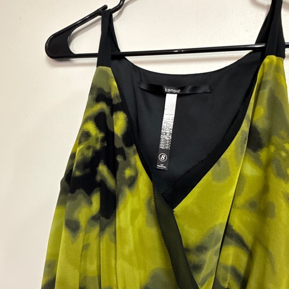 Green and black tie dye Kenzie dress abstract print sleeveless dress chiffon ray - Picture 5 of 8